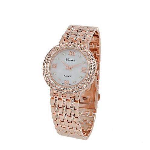 Geneva Platinum Womens Rose Goldtone Bracelet Watch-7521