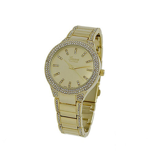 Geneva Platinum Womens Gold Tone Bracelet Watch-4945