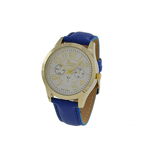 Geneva Platinum Womens Blue Strap Watch-4658