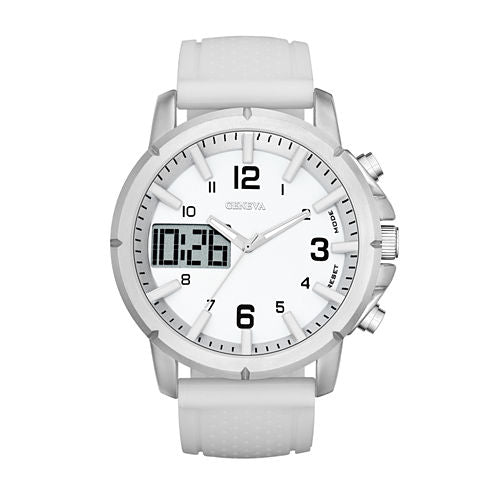 Geneva Mens White Strap Watch-Fmdjm575