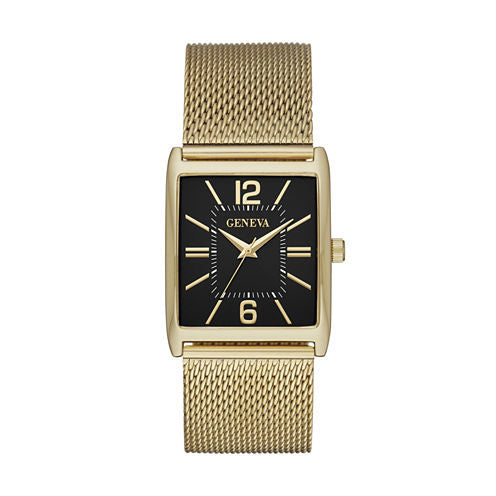 Geneva Mens Gold Tone Strap Watch-Fmdjm583