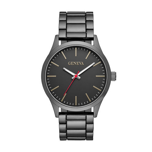 Geneva Mens Black Strap Watch-Fmdjm584