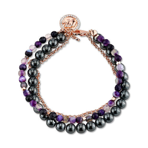 Footnotes Womens Purple Silver Over Brass Beaded Bracelet