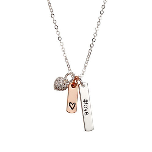 Footnotes She Rocks Womens Clear Crystal Pure Silver Over Brass Heart Pendant Necklace