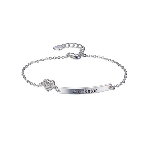 Footnotes She Rocks Womens 7 1/4 Inch Clear Silver Over Brass Chain Bracelet