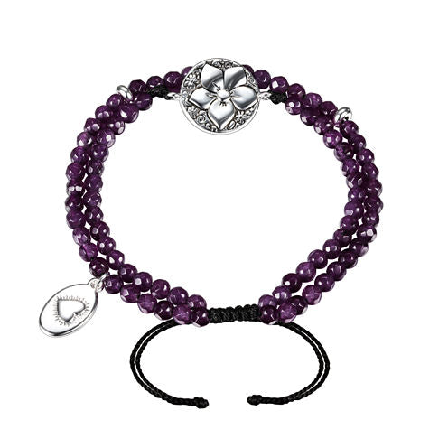 Footnotes Footnotes Womens Purple Silver Over Brass Beaded Bracelet