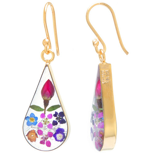 Everlasting Flower 14K Gold Over Silver Drop Earrings