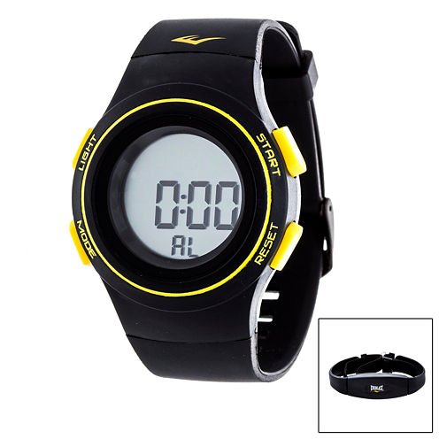 Everlast Black and Yellow Heart Rate Watch