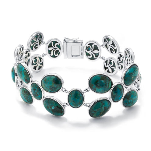 Enhanced Turquoise Sterling Silver Wide-Link Bracelet