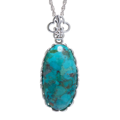 Enhanced Turquoise Sterling Silver Scalloped Pendant Necklace