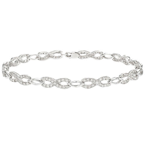 Womens 3/4 CT. T.W. White Diamond Sterling Silver Tennis Bracelet