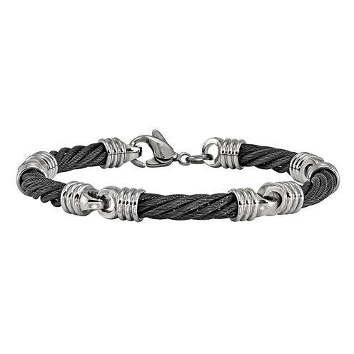 Edward Mirell Mens 8 Inch Stainless Steel Titanium Link Bracelet