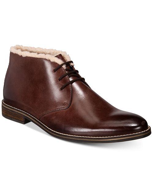 Men's Jason Fleece-Lined Leather Boots, Created for Macy's