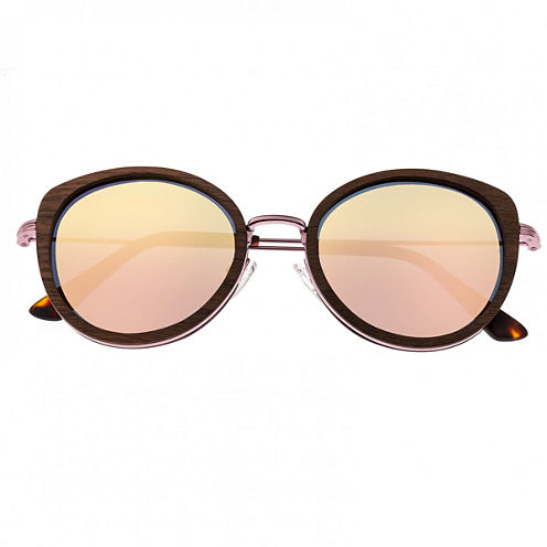 Earth Wood Full Frame Round Sunglasses-Womens