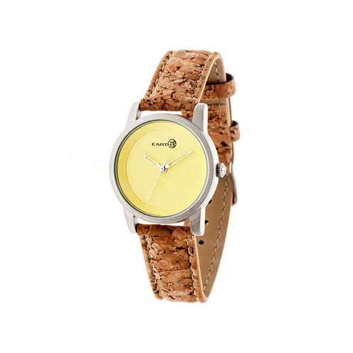 Earth Wood Canopies Yellow Dial Leather-Band Watch ETHEW2901