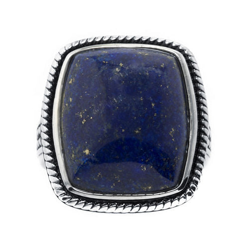 Dyed Blue Lapis Sterling Silver Rectangular Ring