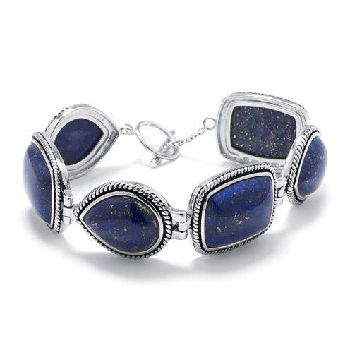 Dyed Blue Lapis Sterling Silver Link Bracelet