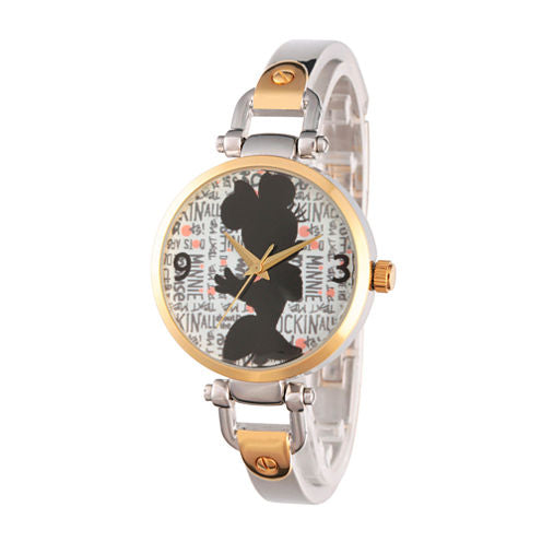 Disney® Womens Minnie Mouse Two Tone Silhouette Bridle Bracelet Watch