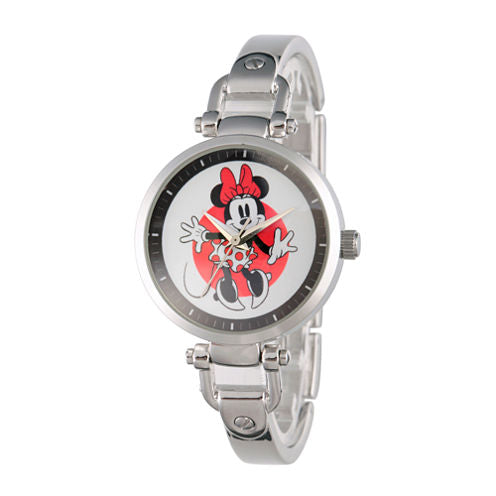 Disney® Womens Minnie Mouse Silver Tone Bridle Bracelet Watch