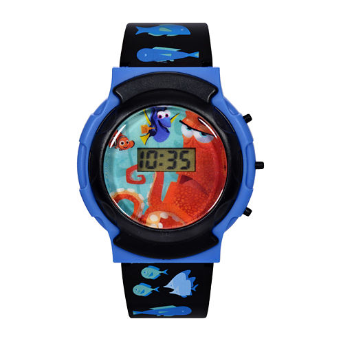 Disney@Finding Dory Graphic Black Plastic Strap Flashing LCD Kids Watch