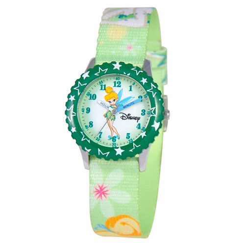 Disney Tinker Bell Girls Green Strap Watch-W000069