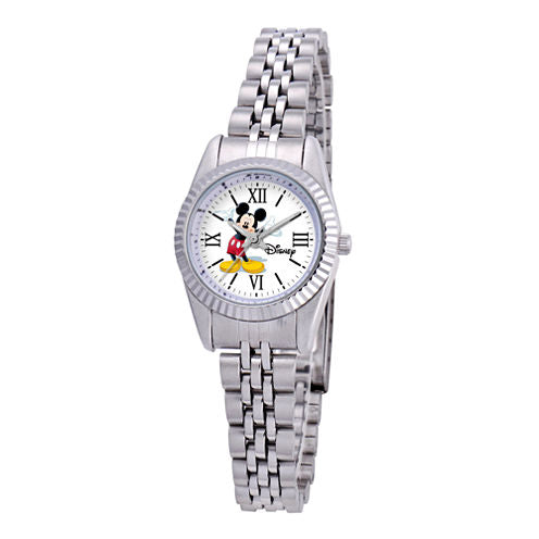 Disney Status Womens Mickey Mouse Silver-Tone Metal Bracelet Watch