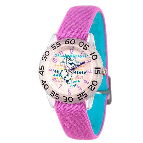 Disney Princess Olaf Frozen Girls Purple Strap Watch-Wds000175