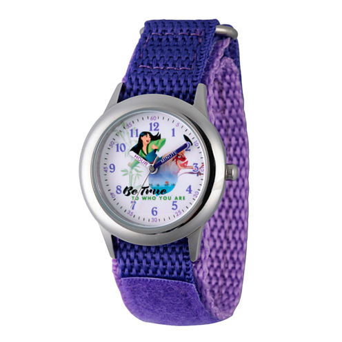 Disney Princess Mulan Girls Purple Strap Watch-Wds000205