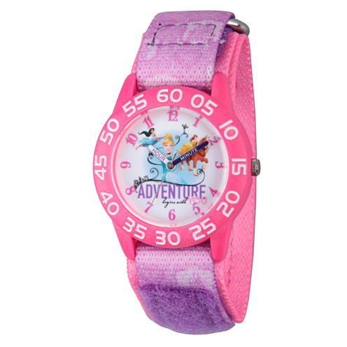 Disney Princess Girls Pink Adventure Time Teacher Strap Watch W002954