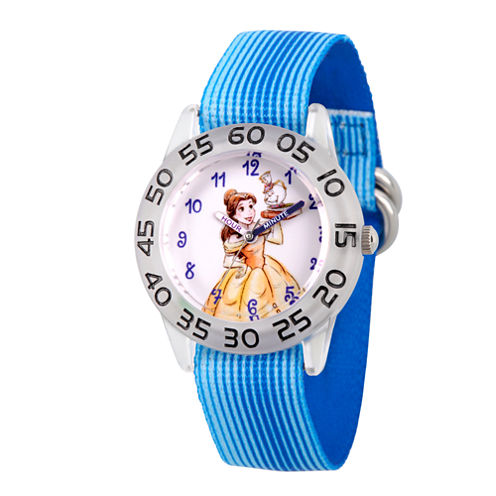 Disney Princess Belle Beauty and the Beast Girls Blue Strap Watch-Wds000220