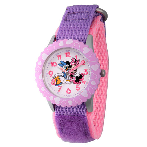 Disney Minnie Mouse Girls Purple Strap Watch-Wds000162