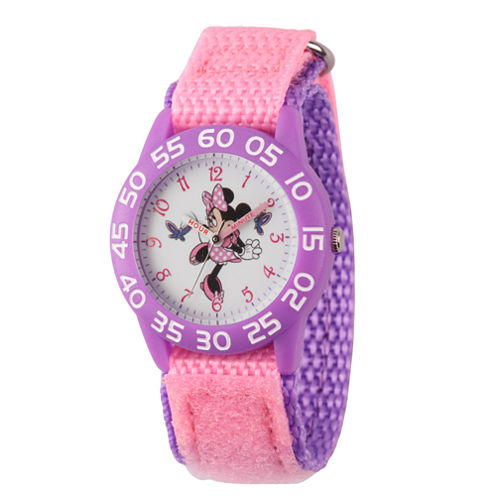 Disney Minnie Mouse Girls Pink Strap Watch-Wds000499