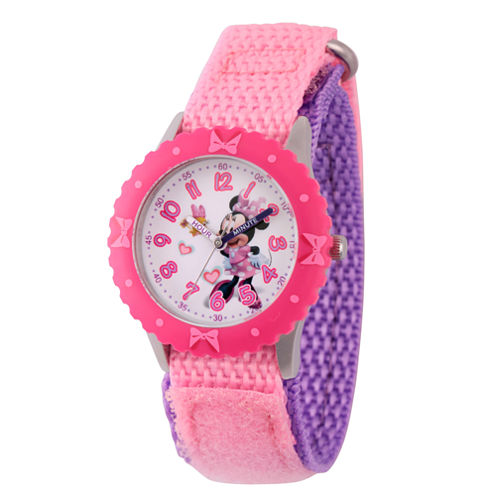 Disney Minnie Mouse Girls Pink Strap Watch-Wds000161