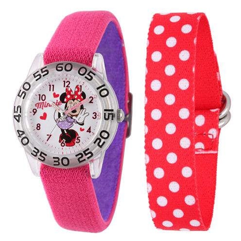 Disney Minnie Mouse Girls Pink Strap Watch-W002159