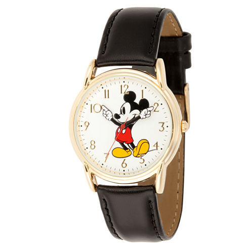 Disney Mickey Mouse Mens Black Strap Watch-Wds000405