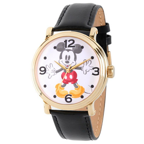 Disney Mickey Mouse Mens Black Strap Watch-Wds000337