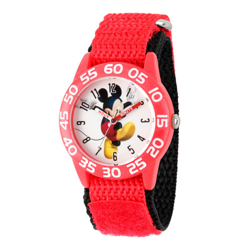 Disney Mickey Mouse Boys Red Strap Watch-Wds000516