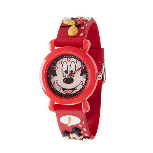 Disney Mickey Mouse Boys Red Strap Watch-Wds000392