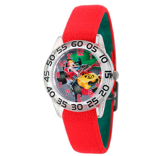 Disney Mickey Mouse Boys Red Strap Watch-Wds000213