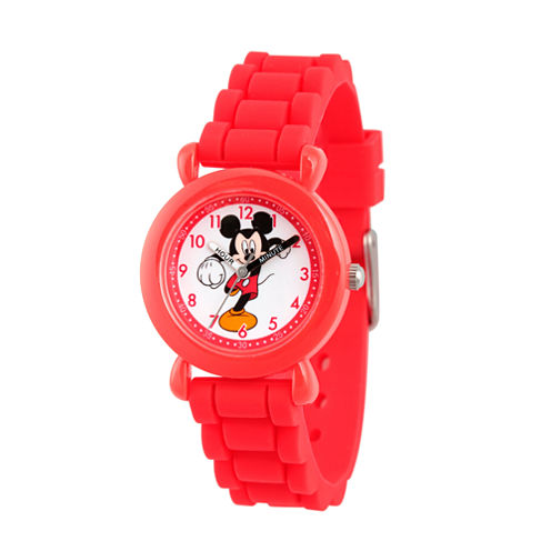 Disney Mickey Mouse Boys Red Strap Watch-Wds000013