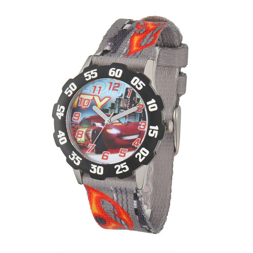 Disney Lightning McQueen Cars Kids Gray Nylon Strap Watch