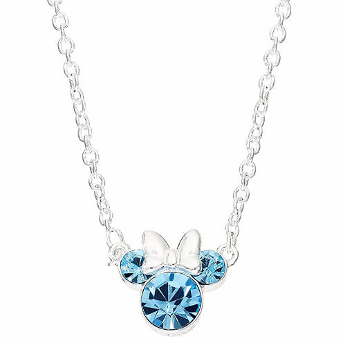 Disney Girls Lab Created Blue Crystal Brass Mickey and Friends Pendant Necklace