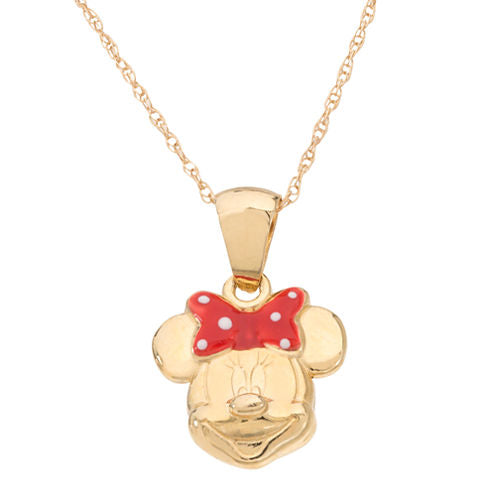 Disney Girls 14K Gold Minnie Mouse Pendant Necklace