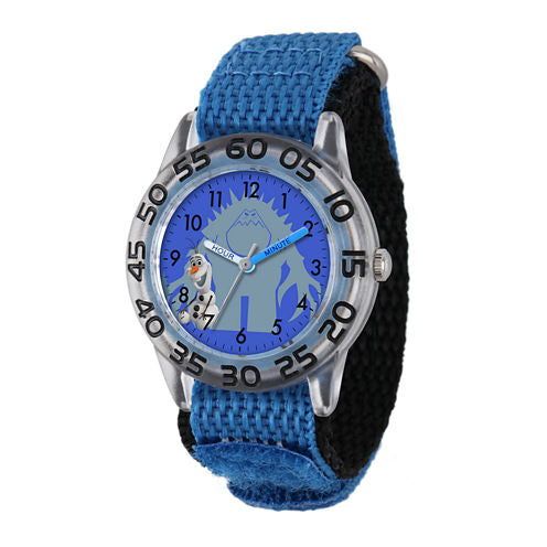 Disney Frozen Olaf and Marshmallow Kids Time Teacher Blue Nylon Strap Watch