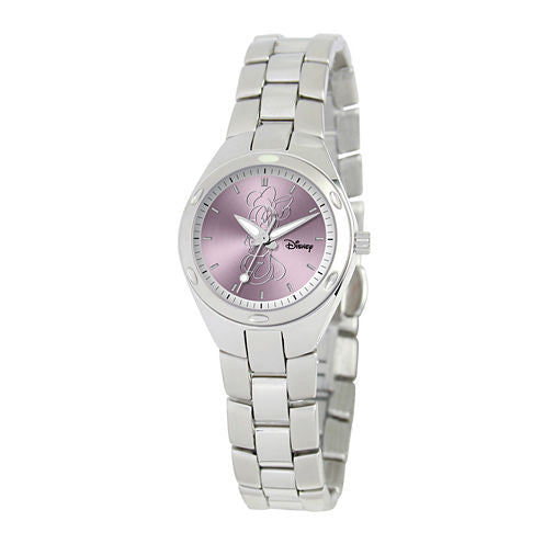 Disney Fortaleza Minnie Mouse Womens Silver-Tone Watch