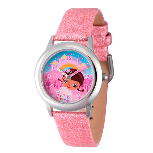 Disney Doc McStuffins Girls Pink Strap Watch-Wds000285