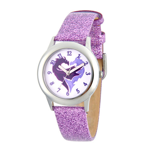 Disney Descendants Girls Purple Strap Watch-Wds000368