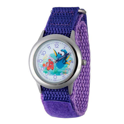 Disney Collection Girls Purple & Silver-Tone Finding Dory Fast Strap Watch