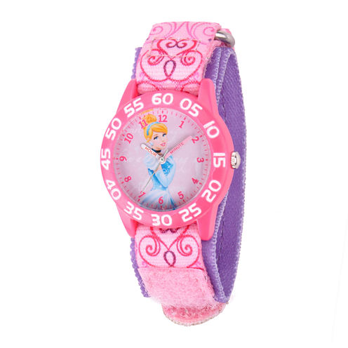 Disney Cinderella Kids Time Teacher Pink Nylon Fast Strap Watch