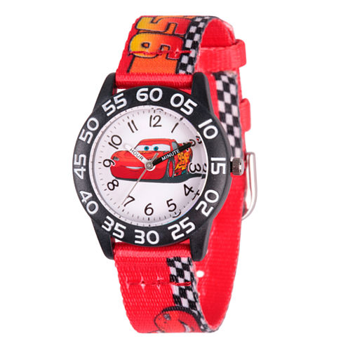 Disney Cars Boys Red Strap Watch-Wds000124